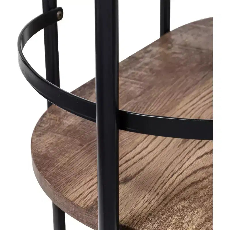 Honey-Can-Do Chariot de bar ovale à 3 niveaux Noyer : Desserte d'intérieur avec cadre en acier, étagères fixes, hauteur 88,4 cm
