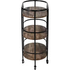 Honey-Can-Do Chariot de bar ovale à 3 niveaux Noyer : Desserte d'intérieur avec cadre en acier, étagères fixes, hauteur 88,4 cm