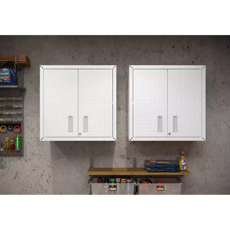 Manhattan Comfort Fortress Ensemble de 2 armoires de garage flottantes blanches
