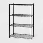 4 Tier Wide Wire Shelving Black - Brightroom™: Steel Storage Shelves, Adjustable Wire Rack, 350 lb Capacity
