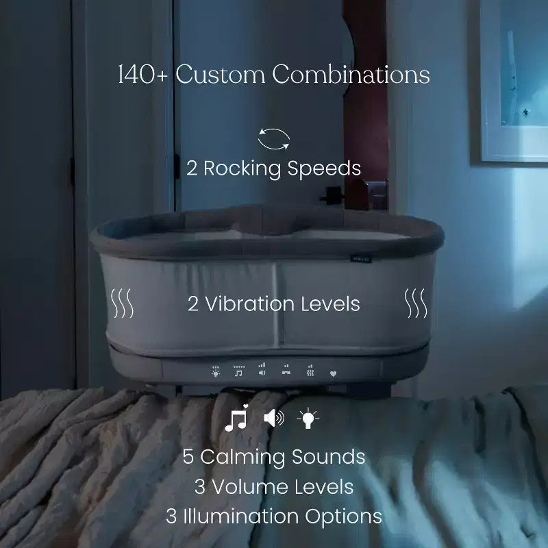HALO BassiNest Connected Swivel Sleeper 3.0 Lit Cododo Intelligent - Gris : Hauteur Réglable, Pivotement à 360 Degrés, Vibrations, Sons et Chansons