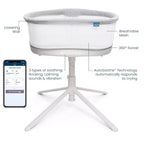 HALO BassiNest Connected Swivel Sleeper 3.0 Lit Cododo Intelligent - Gris : Hauteur Réglable, Pivotement à 360 Degrés, Vibrations, Sons et Chansons