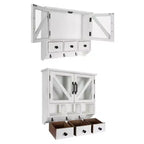 Meuble mural décoratif en bois rustique Hutchins blanc 21" x 6" x 20" - Kate & Laurel All Things Decor : Portes en verre magnétique, Rangement