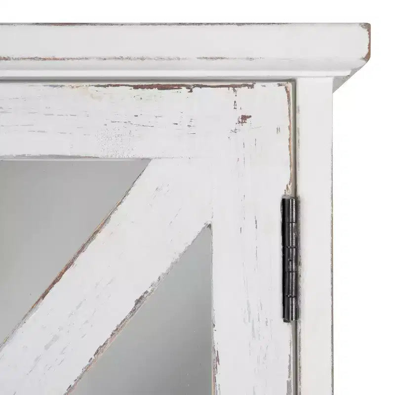 Meuble mural décoratif en bois rustique Hutchins blanc 21" x 6" x 20" - Kate & Laurel All Things Decor : Portes en verre magnétique, Rangement
