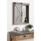 Armoire Murale Décorative en Bois avec Miroir de Maquillage Gris Rustique - Kate & Laurel All Things Decor : Étagère Flottante à 3 Niveaux, Aucun Assemblage Requis