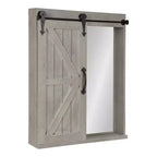 Armoire Murale Décorative en Bois avec Miroir de Maquillage Gris Rustique - Kate & Laurel All Things Decor : Étagère Flottante à 3 Niveaux, Aucun Assemblage Requis