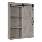 Armoire Murale Décorative en Bois avec Miroir de Maquillage Gris Rustique - Kate & Laurel All Things Decor : Étagère Flottante à 3 Niveaux, Aucun Assemblage Requis