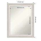 Miroir mural de salle de bain Trio blanc lavé argenté 23 po x 29 po sans biseau - Amanti Art : Rectangle moderne, quincaillerie de fixation incluse