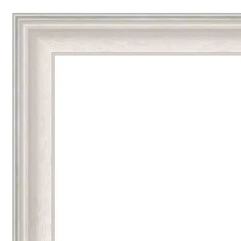 Miroir mural de salle de bain Trio blanc lavé argenté 23 po x 29 po sans biseau - Amanti Art : Rectangle moderne, quincaillerie de fixation incluse