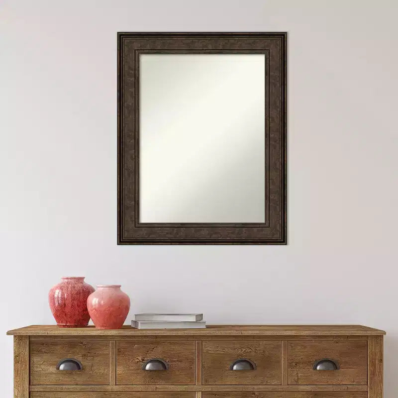 Miroir mural de salle de bain en bronze non biseauté 24" x 30" - Amanti Art : Rectangulaire, cadre en polystyrène, mural
