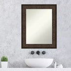 Miroir mural de salle de bain en bronze non biseauté 24" x 30" - Amanti Art : Rectangulaire, cadre en polystyrène, mural
