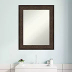 Miroir mural de salle de bain en bronze non biseauté 24" x 30" - Amanti Art : Rectangulaire, cadre en polystyrène, mural