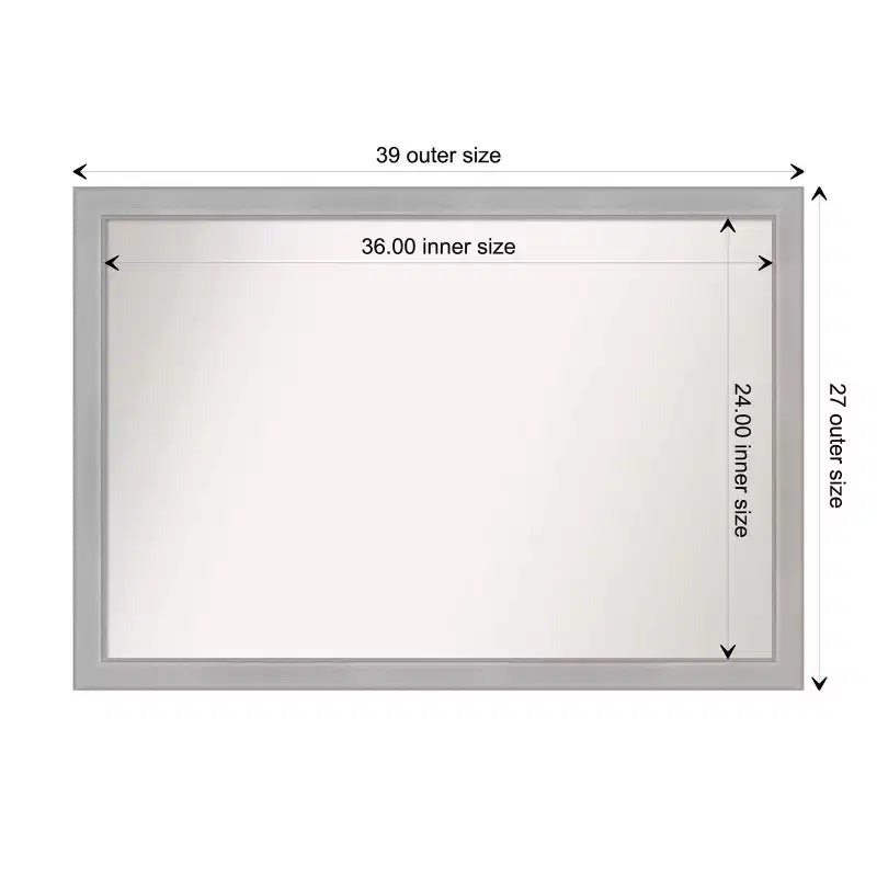 Amanti Art Miroir mural de salle de bain étroit non biseauté Vista de 39 po x 27 po en nickel brossé : rectangulaire, moderne, à fixation murale, quincaillerie incluse