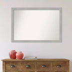 Amanti Art Miroir mural de salle de bain étroit non biseauté Vista de 39 po x 27 po en nickel brossé : rectangulaire, moderne, à fixation murale, quincaillerie incluse