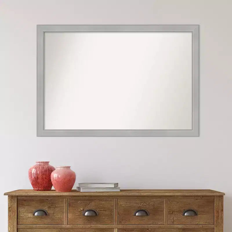 Amanti Art Miroir mural de salle de bain étroit non biseauté Vista de 39 po x 27 po en nickel brossé : rectangulaire, moderne, à fixation murale, quincaillerie incluse
