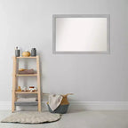 Amanti Art Miroir mural de salle de bain étroit non biseauté Vista de 39 po x 27 po en nickel brossé : rectangulaire, moderne, à fixation murale, quincaillerie incluse