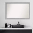 Amanti Art Miroir mural de salle de bain étroit non biseauté Vista de 39 po x 27 po en nickel brossé : rectangulaire, moderne, à fixation murale, quincaillerie incluse