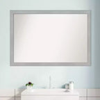 Amanti Art Miroir mural de salle de bain étroit non biseauté Vista de 39 po x 27 po en nickel brossé : rectangulaire, moderne, à fixation murale, quincaillerie incluse