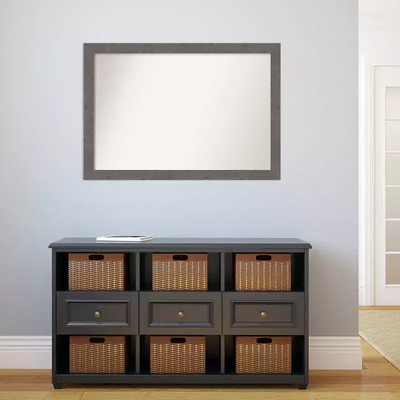 Miroir mural étroit en planches rustiques 40" x 28" pour meuble-lavabo de salle de bain - Amanti Art : Quincaillerie de montage incluse