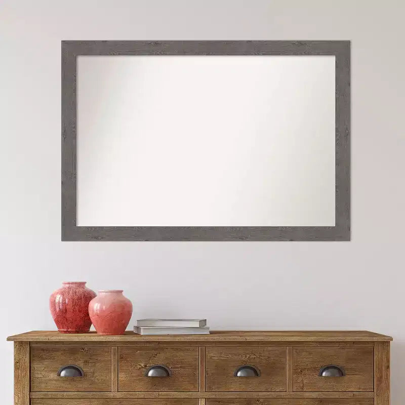 Miroir mural étroit en planches rustiques 40" x 28" pour meuble-lavabo de salle de bain - Amanti Art : Quincaillerie de montage incluse