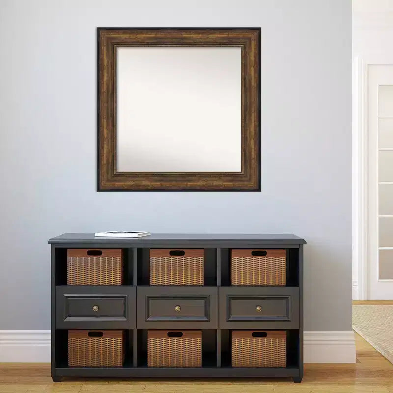 Miroir mural bronze non biseauté pour salle de bal 34 po x 34 po - Amanti Art