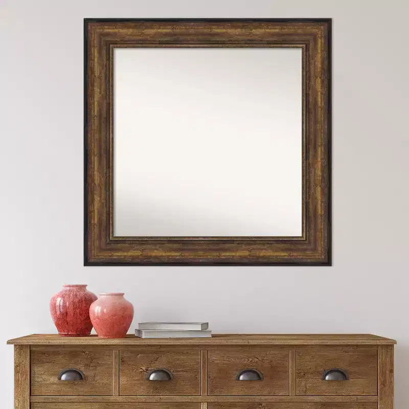 Miroir mural bronze non biseauté pour salle de bal 34 po x 34 po - Amanti Art