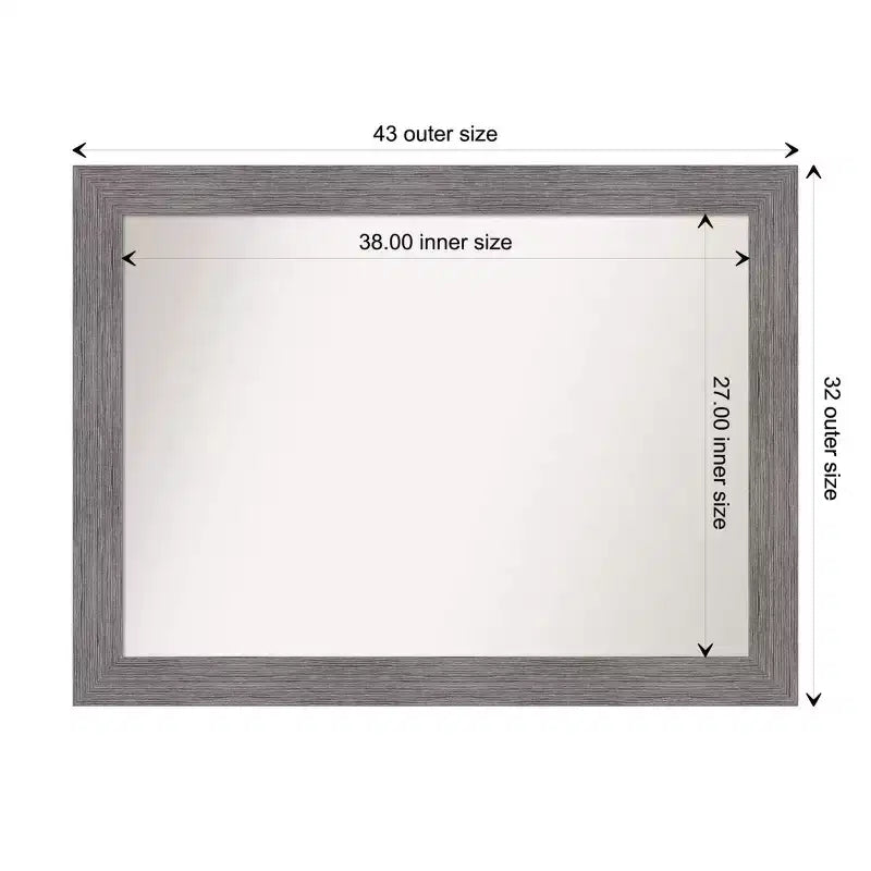 Miroir mural gris à rayures sans biseau 44" x 33" - Amanti Art