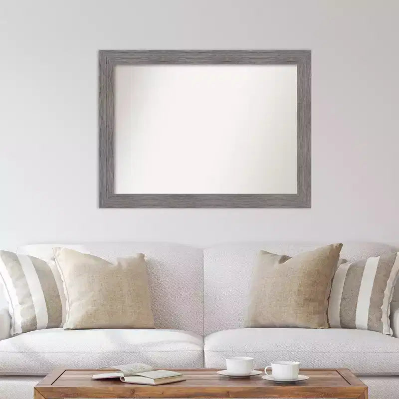 Miroir mural gris à rayures sans biseau 44" x 33" - Amanti Art