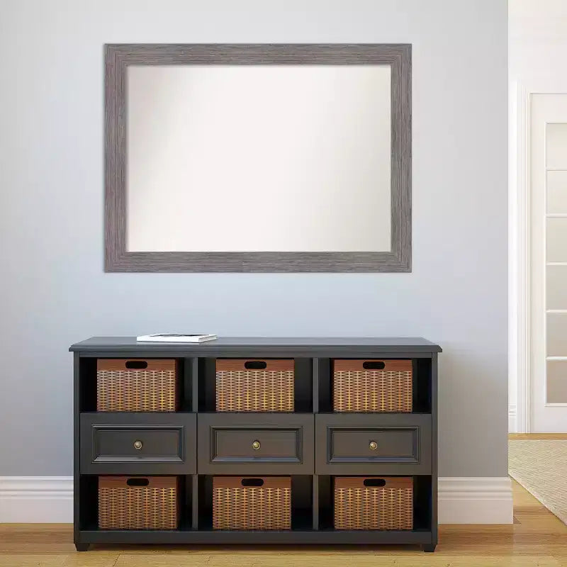 Miroir mural gris à rayures sans biseau 44" x 33" - Amanti Art
