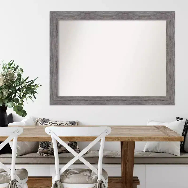 Miroir mural gris à rayures sans biseau 44" x 33" - Amanti Art