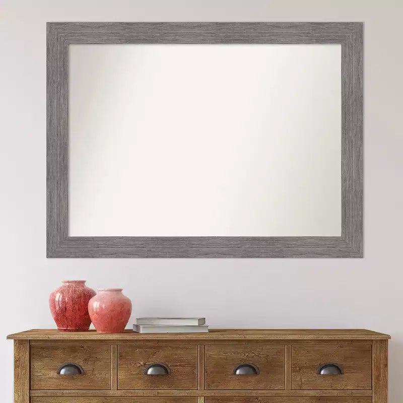 Miroir mural gris à rayures sans biseau 44" x 33" - Amanti Art