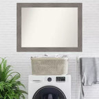 Miroir mural gris à rayures sans biseau 44" x 33" - Amanti Art