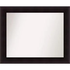 34" x 28" Non-Beveled Portico Espresso Wood Bathroom Wall Mirror - Amanti Art: Modern Rectangle, Wall Mount