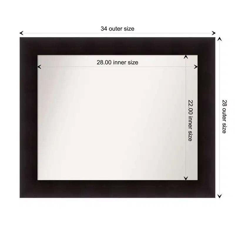 Miroir mural de salle de bain en bois Espresso non biseauté Amanti Art Portico 34" x 28" : Rectangulaire moderne, mural