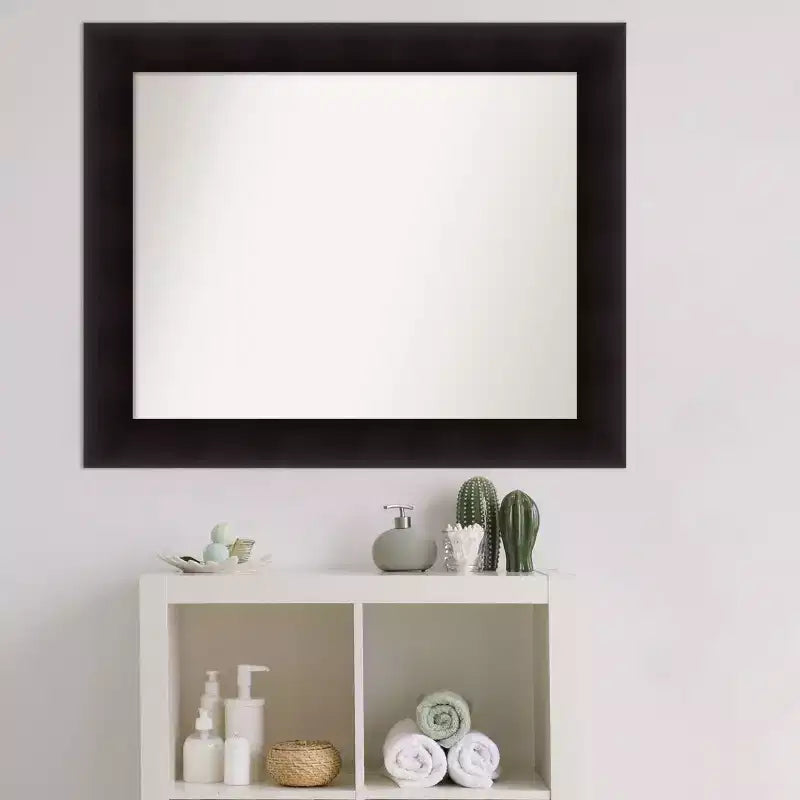 Miroir mural de salle de bain en bois Espresso non biseauté Amanti Art Portico 34" x 28" : Rectangulaire moderne, mural