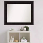 Miroir mural de salle de bain en bois Espresso non biseauté Amanti Art Portico 34" x 28" : Rectangulaire moderne, mural