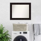 Miroir mural de salle de bain en bois Espresso non biseauté Amanti Art Portico 34" x 28" : Rectangulaire moderne, mural