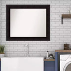Miroir mural de salle de bain en bois Espresso non biseauté Amanti Art Portico 34" x 28" : Rectangulaire moderne, mural