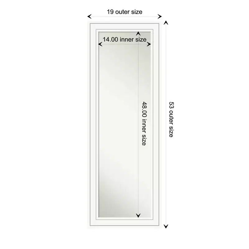 Miroir de porte 48,26 cm x 134,62 cm Amanti Art en bois blanc style Craftsman non biseauté