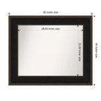 Miroir mural de salle de bain en bois non biseauté 36" x 30" Espresso - Amanti Art : Moderne Rectangulaire, Mural, Cadre en bois
