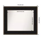 Miroir mural de salle de bain en bois non biseauté 36" x 30" Espresso - Amanti Art : Moderne Rectangulaire, Mural, Cadre en bois