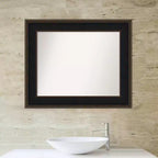 Miroir mural de salle de bain en bois non biseauté 36" x 30" Espresso - Amanti Art : Moderne Rectangulaire, Mural, Cadre en bois