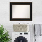 Miroir mural de salle de bain en bois non biseauté 36" x 30" Espresso - Amanti Art : Moderne Rectangulaire, Mural, Cadre en bois
