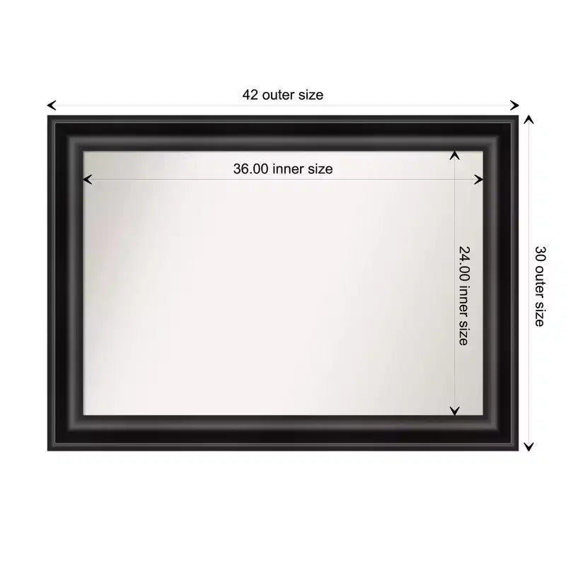 Miroir mural Grand Noir sans biseau 42" x 30" - Amanti Art