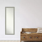 Miroir de porte élégant encadré brossé étain 17" x 51" - Amanti Art : Cadre en polystyrène, quincaillerie de montage incluse