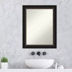 Miroir mural de salle de bain Trio bronze huilé non biseauté 23" x 29" - Amanti Art : Miroir de courtoisie rectangulaire, cadre en polystyrène