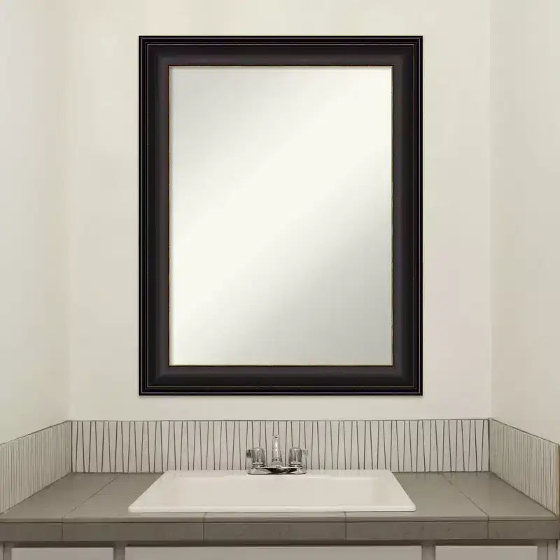Miroir mural de salle de bain Trio bronze huilé non biseauté 23" x 29" - Amanti Art : Miroir de courtoisie rectangulaire, cadre en polystyrène