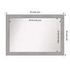 Miroir Mural de Salle de Bain Amanti Art 40"x28" Vista Non Biseauté en Nickel Brossé : Rectangulaire Moderne, Mural, Fixations Incluses