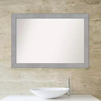 Miroir Mural de Salle de Bain Amanti Art 40"x28" Vista Non Biseauté en Nickel Brossé : Rectangulaire Moderne, Mural, Fixations Incluses