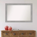 Miroir Mural de Salle de Bain Amanti Art 40"x28" Vista Non Biseauté en Nickel Brossé : Rectangulaire Moderne, Mural, Fixations Incluses